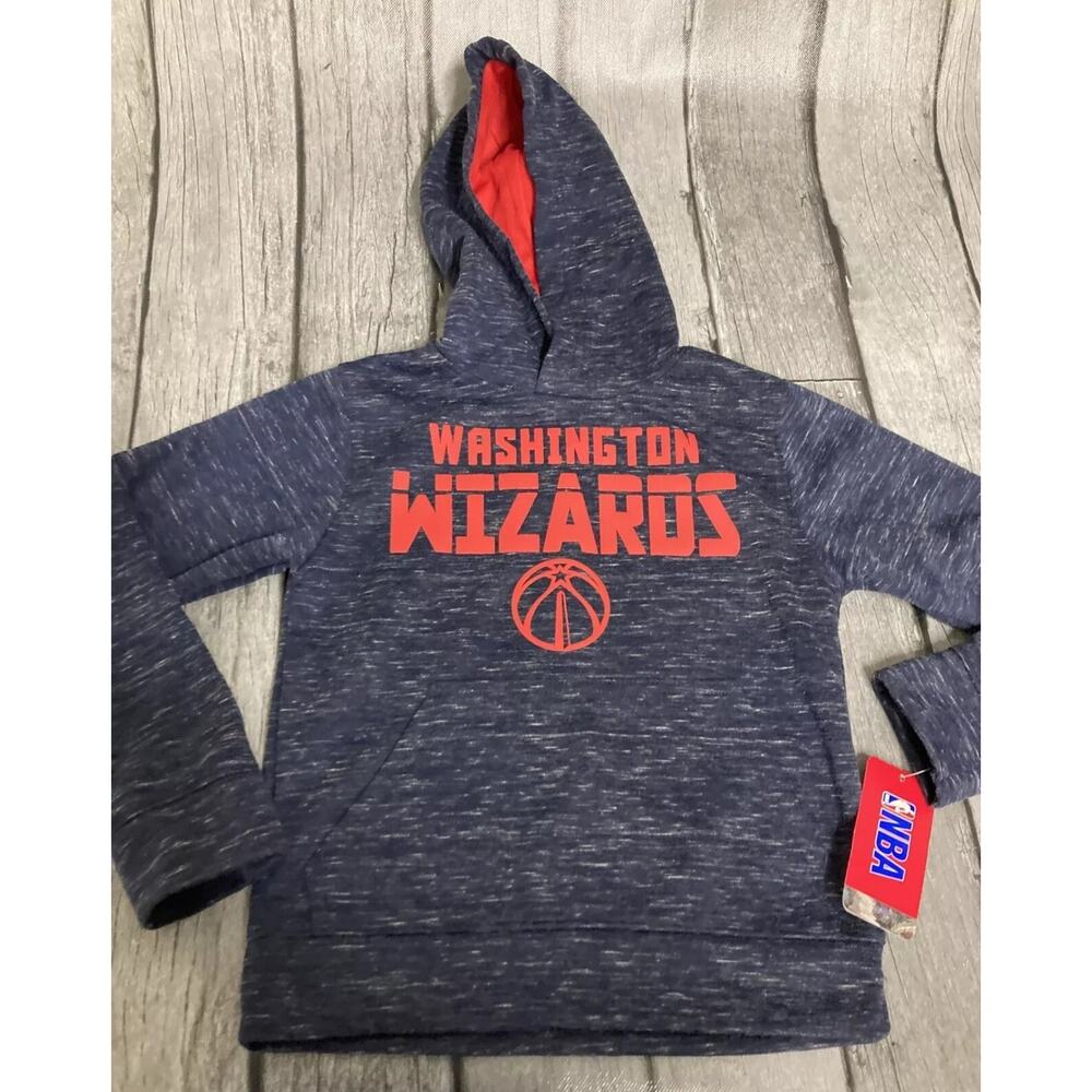 NWT Boys NBA Apparel Washington Wizards Navy Hooded Sweatshirt Size XS 4/5